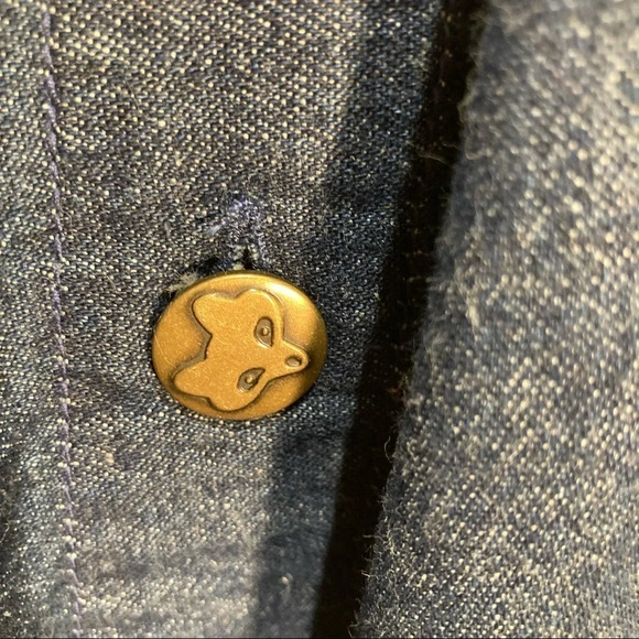 FOX Sz M Bohemian  Art to Wear Denim Jeans A-line Full Flare Buttoned Skirt - Picture 5 of 9